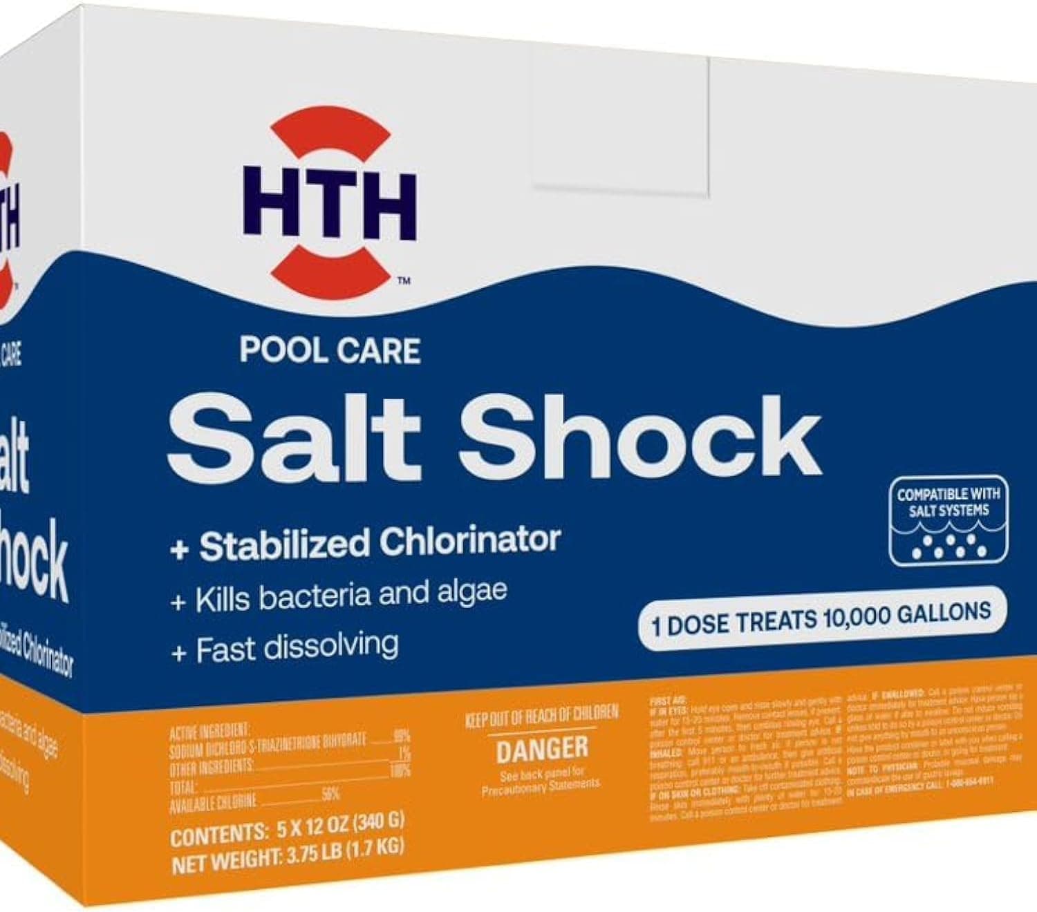 HTH 52047 Swimming Pool Care Salt Shock Stabilized Chlorinator
