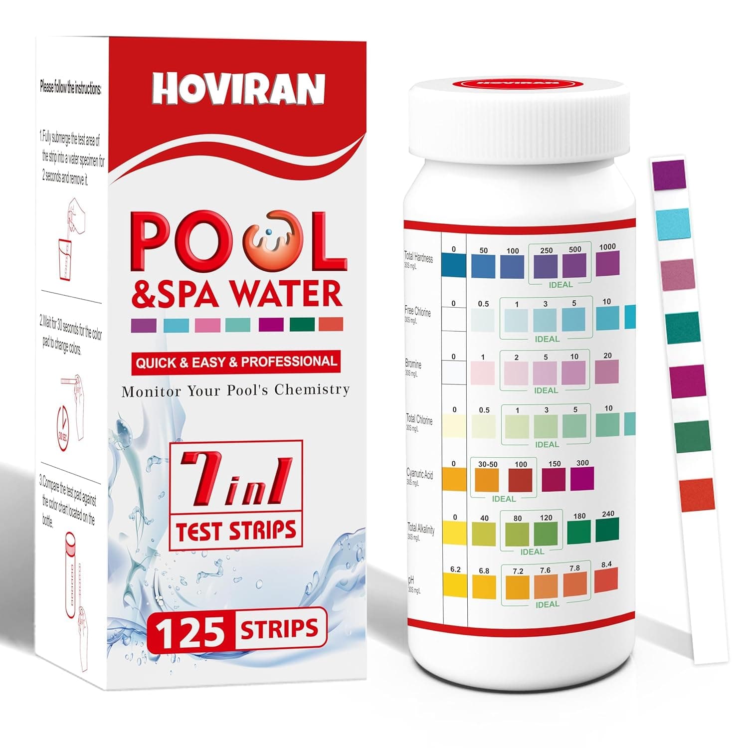 Swimming Pool Test Strips Testing Chlorine Hardness Alkalinity
